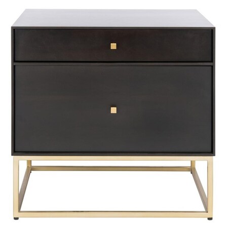 Safavieh Adelyn 2 Drawer Nightstand, Black & Gold SFV7209B